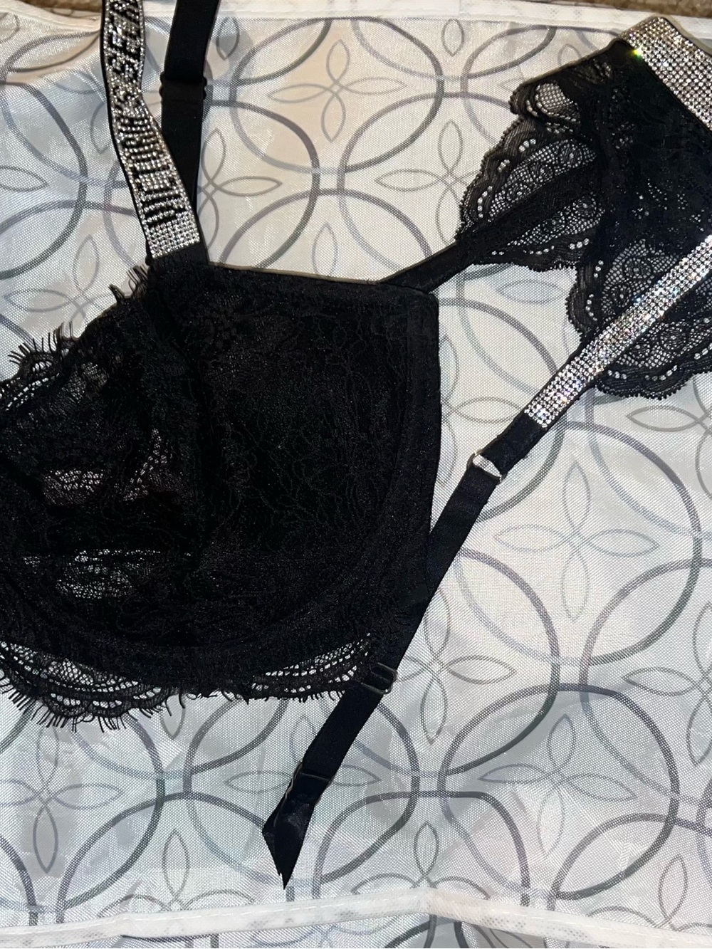Very Sexy Wicked Unlined Shine Strap Bra + Garter